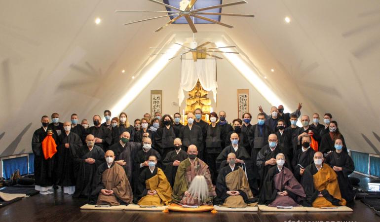 photo de groupe cérémonie de jukai janvier 2021